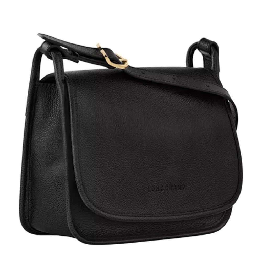Longchamp Le Foulonné Leather Crossbody | Black/Gold | free lip balm - Picture 5 of 16
